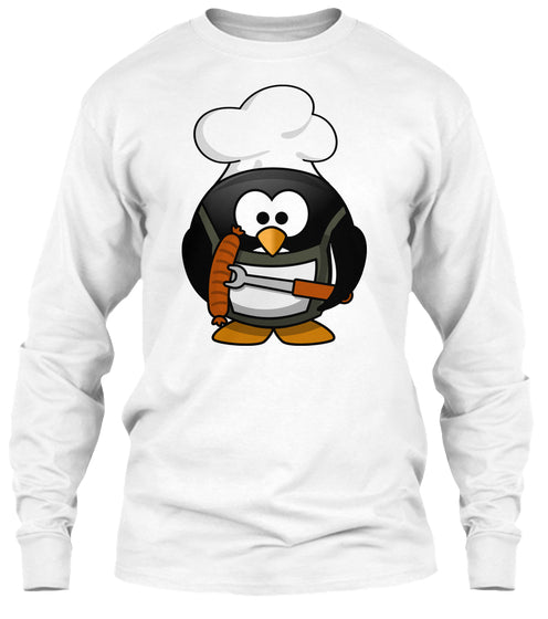 Funny Cartoon Grilling Penguin