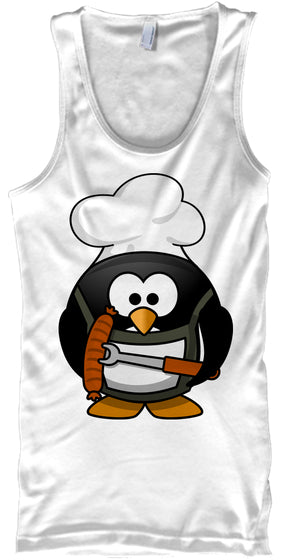 Funny Cartoon Grilling Penguin