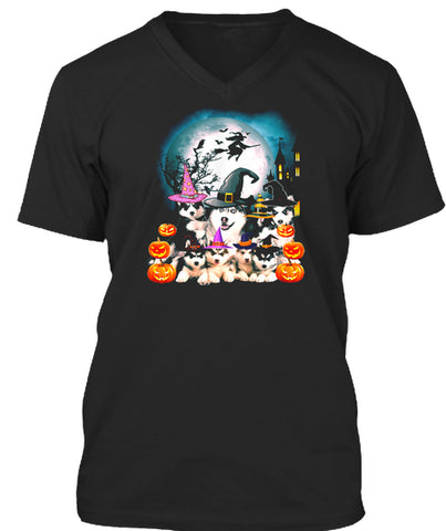 SIBERIAN HUSKY T SHIRT HAPPY HALLOWEEN S