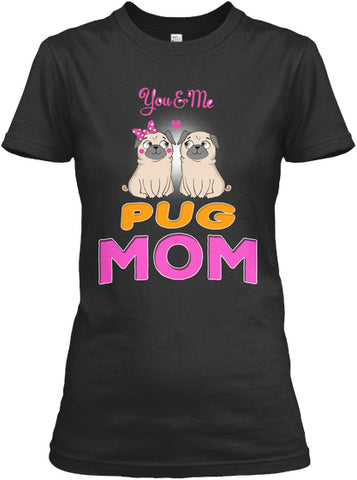 Funny Pug And Lettering Mom