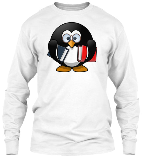 Cute Cartoon Smart Bookworm Penguin