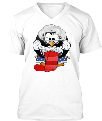 Cute Grandma Penguin Knitting Cartoon