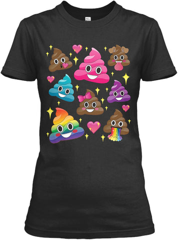 Cute Girl Rainbow Emoji Poop T-Shirt