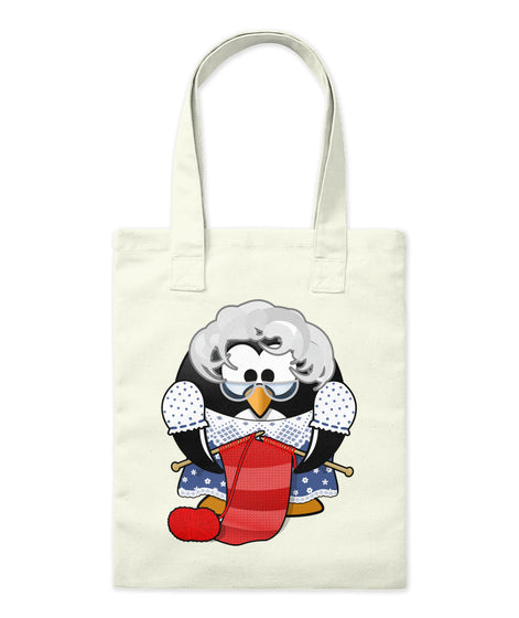 Cute Grandma Penguin Knitting Cartoon