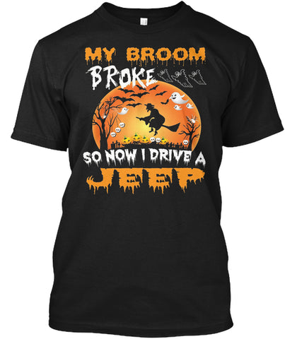 My Broom Broke Drive Jeep Halloween Tees