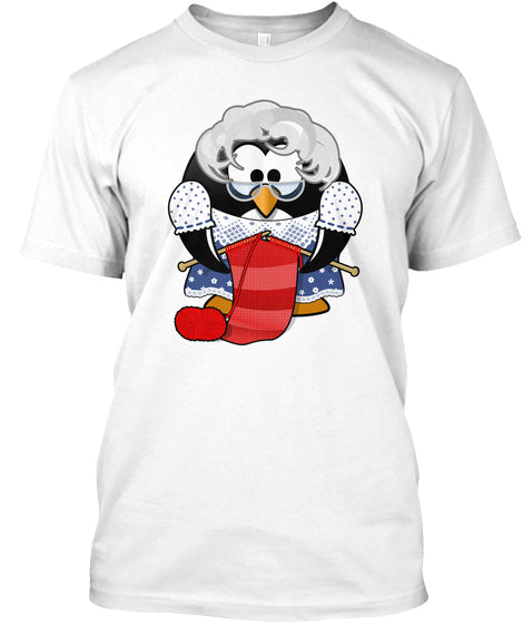 Cute Grandma Penguin Knitting Cartoon