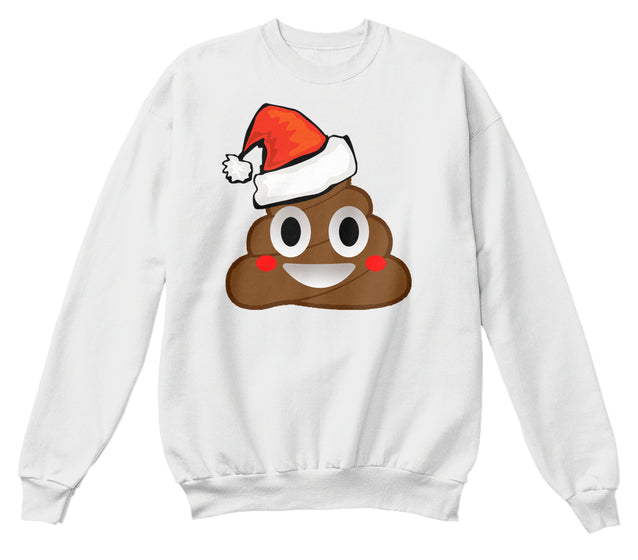 Funny Emoji Santa Hat Christmas Poop Shirt