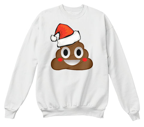Funny Emoji Santa Hat Christmas Poop Shirt