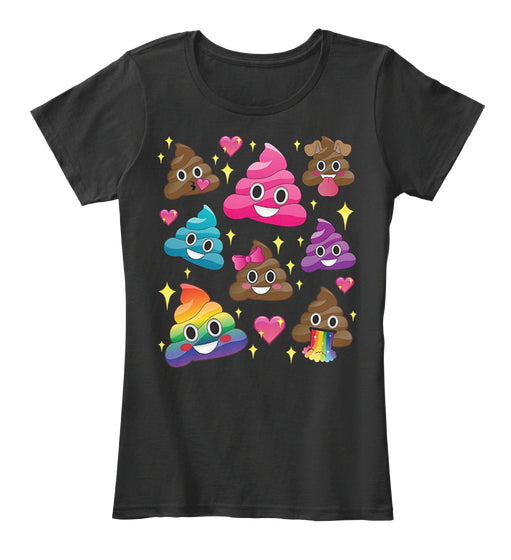 Cute Girl Rainbow Emoji Poop T-Shirt