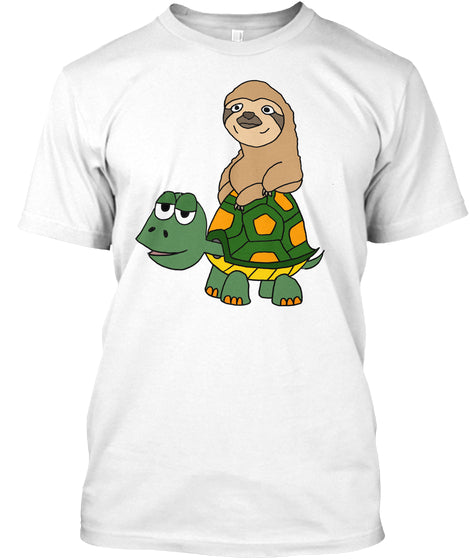 Funny Funky Sloth Riding on Turtle Cartoon