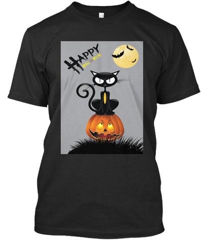 halloween pumpkin and black cat t shirts