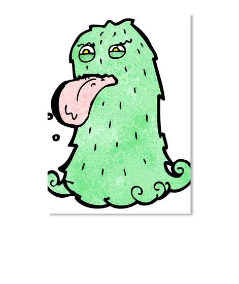 funny green hairy monster cartoon