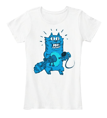 pyscho cat and unlucky mouse funny cartoon blue tint