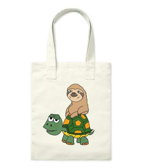Funny Funky Sloth Riding on Turtle Cartoon