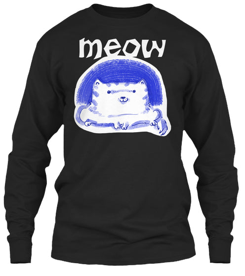 meow cute white cat funny cartoon