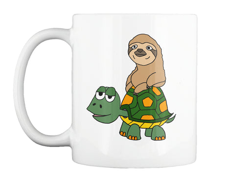 Funny Funky Sloth Riding on Turtle Cartoon