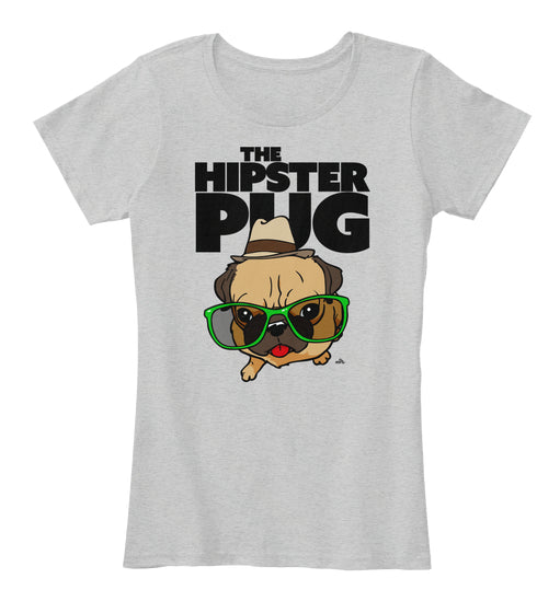 Funny Hipster Pug cartoon dog