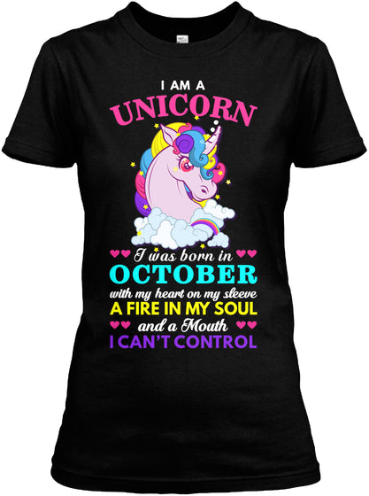 I am a Unicorn Born in October T-Shirt