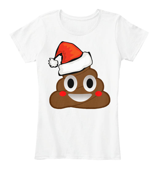 Funny Emoji Santa Hat Christmas Poop Shirt