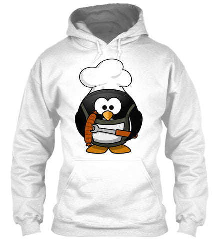 Funny Cartoon Grilling Penguin