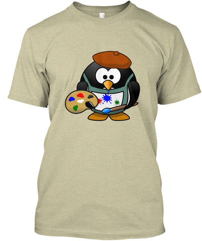 Cute Cartoon Painter Penguin