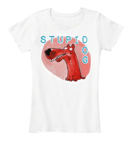 stupid dog funny cartoon with text