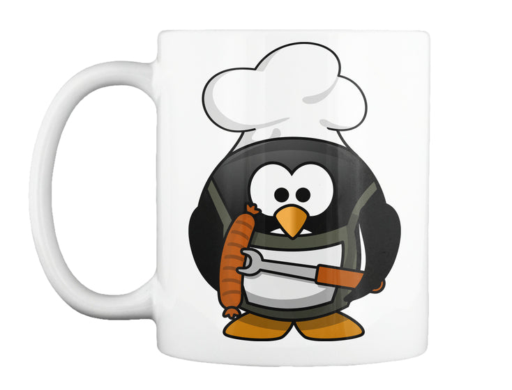 Funny Cartoon Grilling Penguin