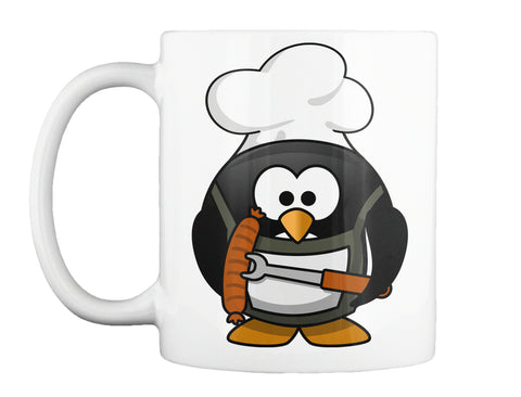 Funny Cartoon Grilling Penguin