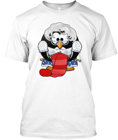 Cute Grandma Penguin Knitting Cartoon
