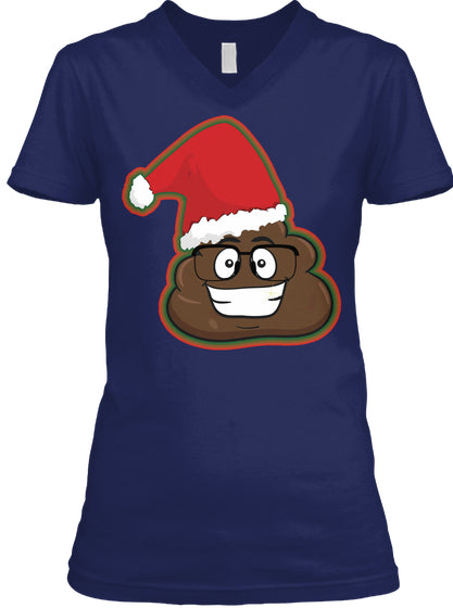 Poop Emoji with Santa Cap amp; Eye Glasses
