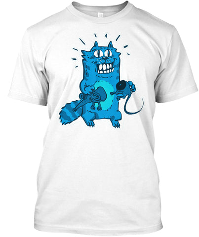 pyscho cat and unlucky mouse funny cartoon blue tint