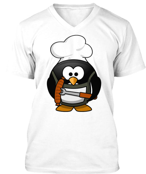 Funny Cartoon Grilling Penguin