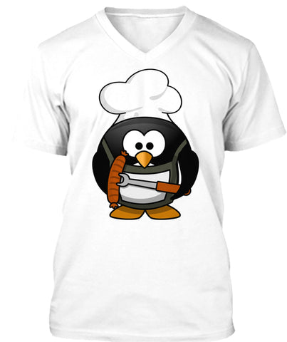Funny Cartoon Grilling Penguin