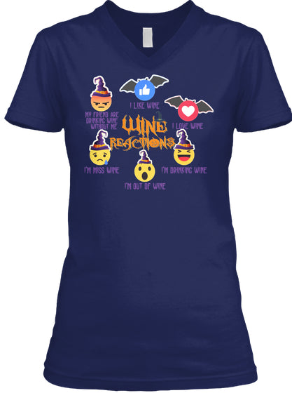 WINE REACTIONS T SHIRT FUNNY HALLOWEEN S