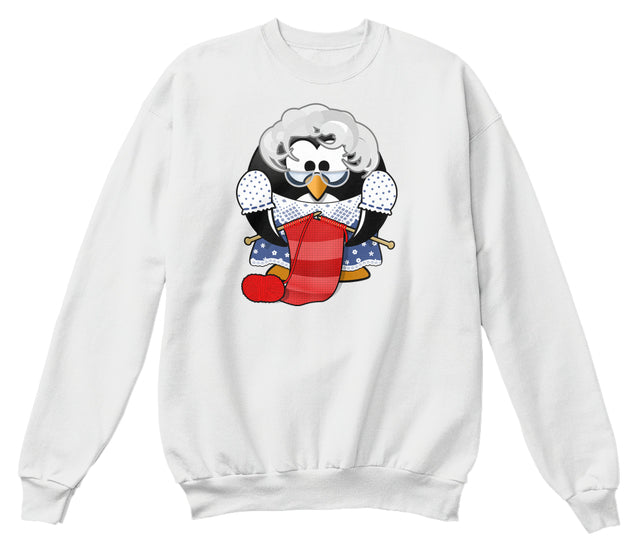 Cute Grandma Penguin Knitting Cartoon