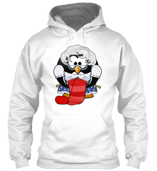 Cute Grandma Penguin Knitting Cartoon