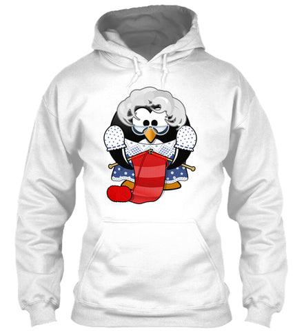 Cute Grandma Penguin Knitting Cartoon