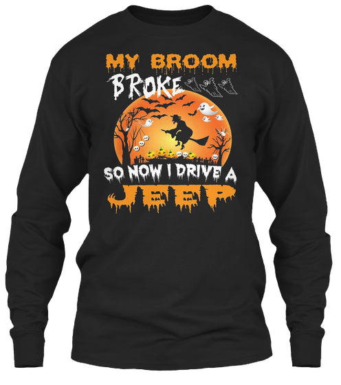 My Broom Broke Drive Jeep Halloween Tees