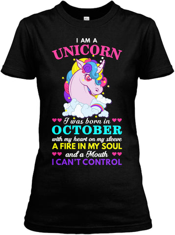 I am a Unicorn Born in October T-Shirt