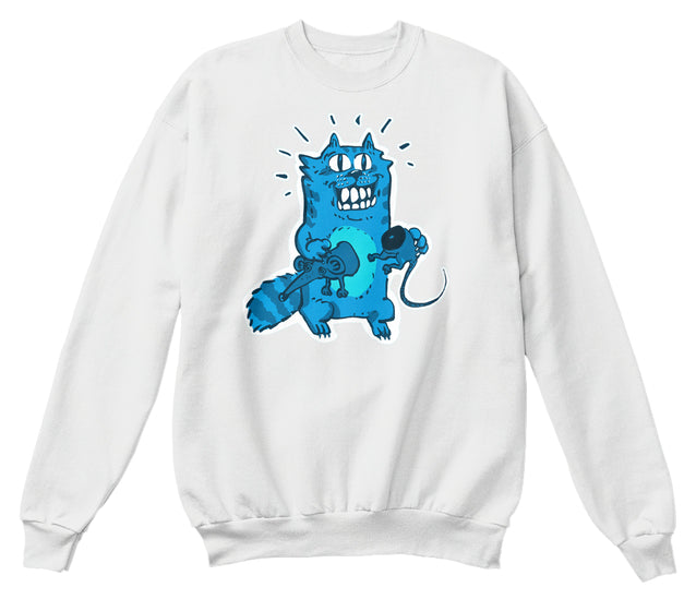 pyscho cat and unlucky mouse funny cartoon blue tint