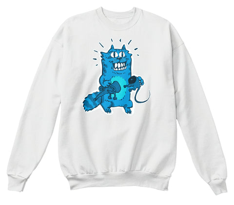 pyscho cat and unlucky mouse funny cartoon blue tint