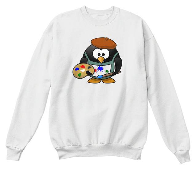 Cute Cartoon Painter Penguin