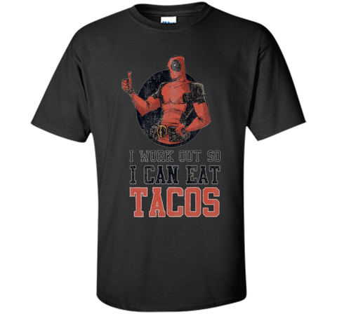 Marvel Deadpool Work Out Eat Tacos Graphic T-Shirt