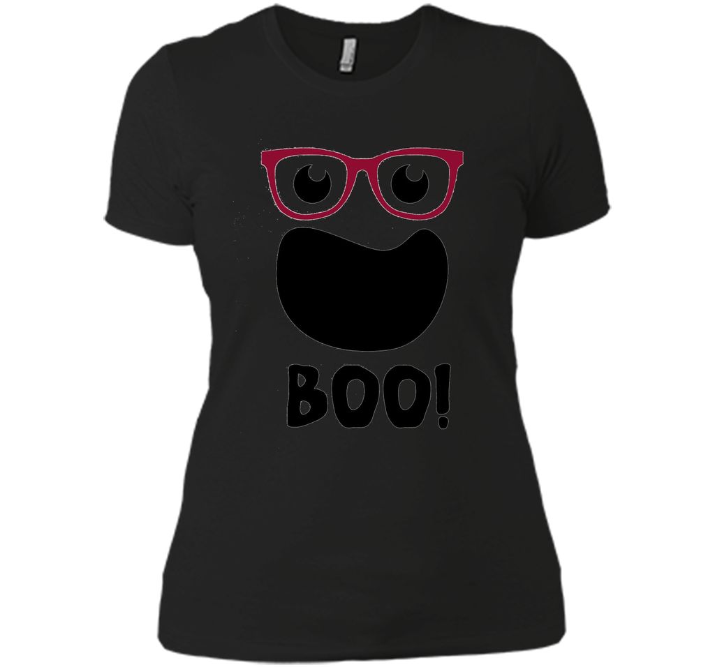 Halloween Ghost with Hipster Glasses Next Level Ladies Boyfriend Tee