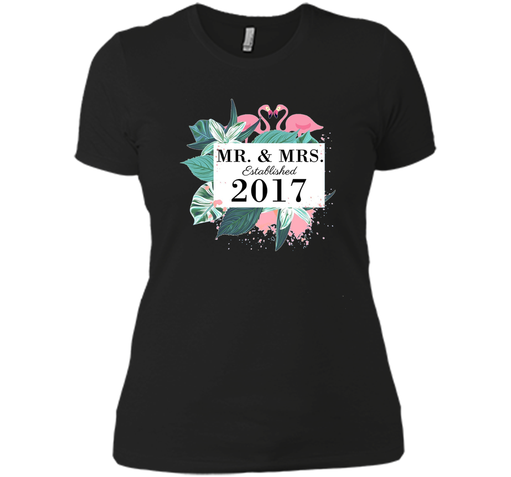 Mr.& Mrs. est.2017 Anniversary T-Shirt for Flamingo lovers