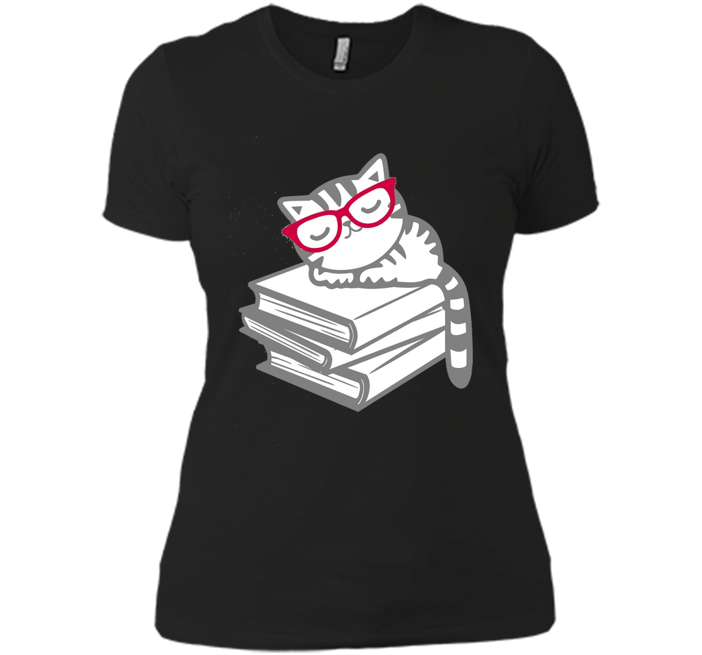 Cat Book Nerd Reader with Glasses Cute Geek Funny T-Shirt