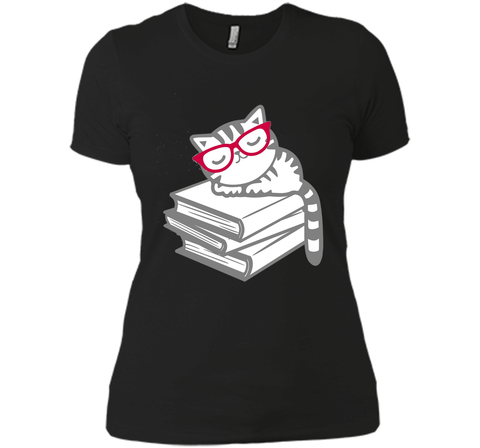 Cat Book Nerd Reader with Glasses Cute Geek Funny T-Shirt
