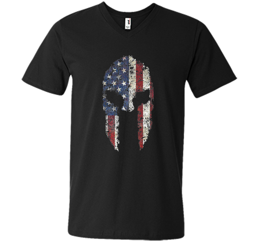 American Spartan Warrior Helmet Patriotic Flag T-Shirt