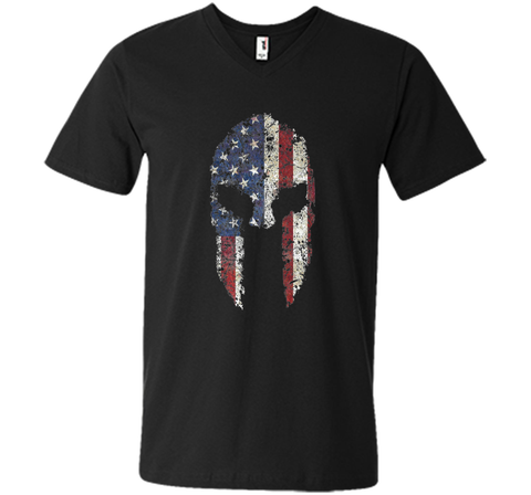 American Spartan Warrior Helmet Patriotic Flag T-Shirt