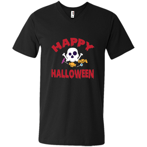 happy halloween, we are friendly friends Mens Printed V-Neck